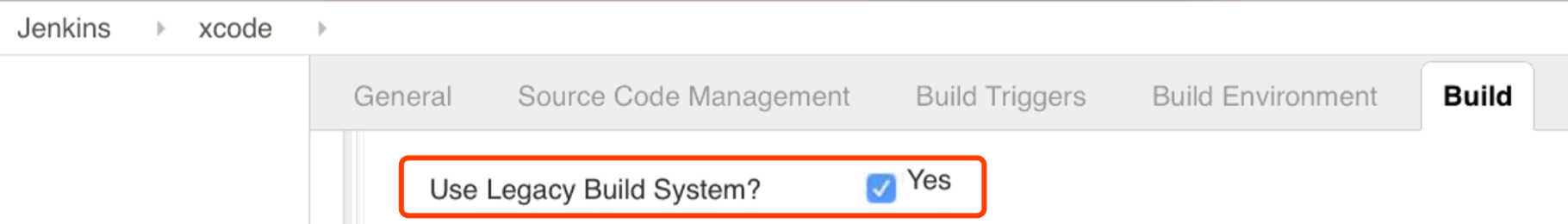 build option of xcode plugin