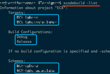 xcodebuild -list