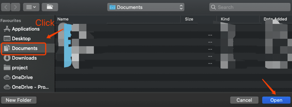 Open folder: Document